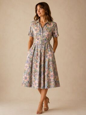 Vintage 90s La Maison Carroll Floral Midi Dress Size 10 Cottagecore Canada Made